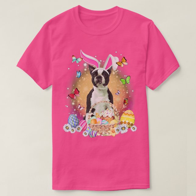 Camiseta BLACK Boston terrier Bunny Eggs Butte (Diseño del anverso)