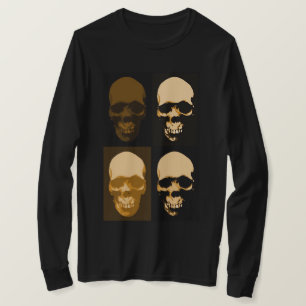 Camiseta Black Brown Pop Art Retro Estiloso Skull