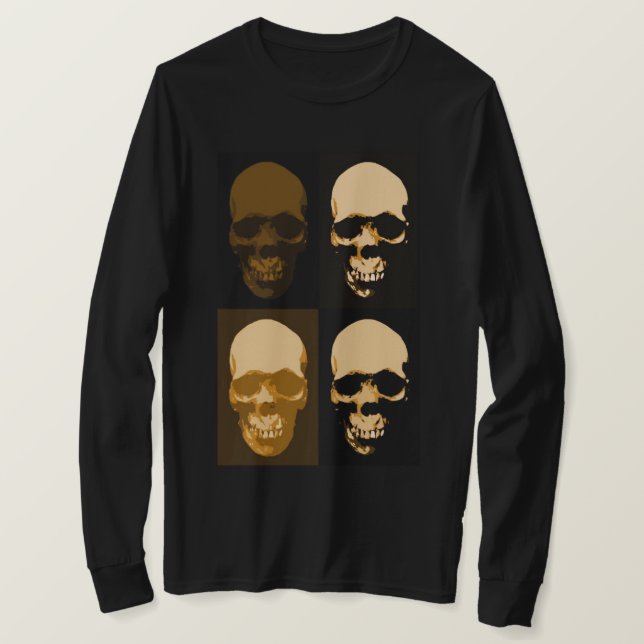 Camiseta Black Brown Pop Art Retro Estiloso Skull (Anverso del diseño)