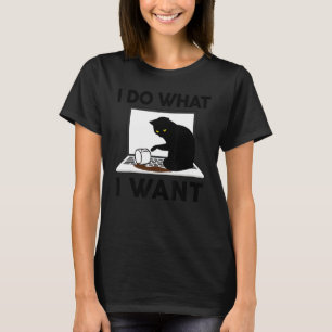 Camiseta Black Ca I do What I What I Cat on Sitting Laptop 