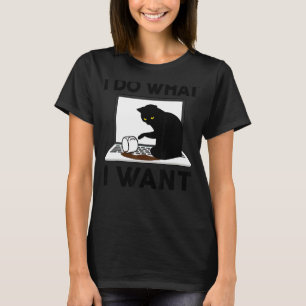 Camiseta Black Ca I do What I What I Cat on Sitting Laptop 