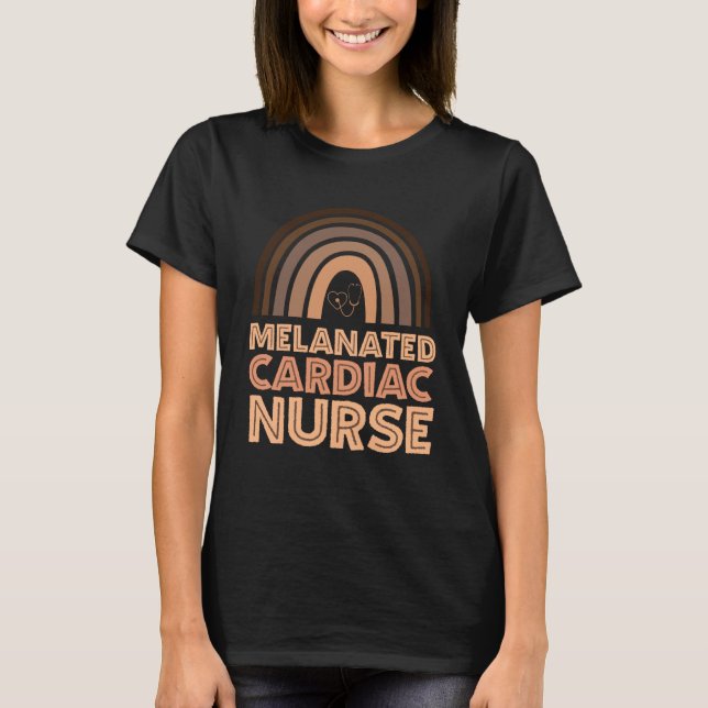 Camiseta Black Cardiac Nurse Melanated Woman Black History  (Anverso)