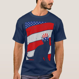 Camiseta Black Cat American Flag 4th Of July Kitty Kitten L
