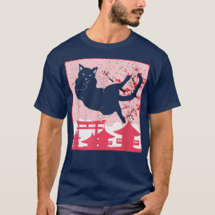 Camiseta Black cat and sakura Anime