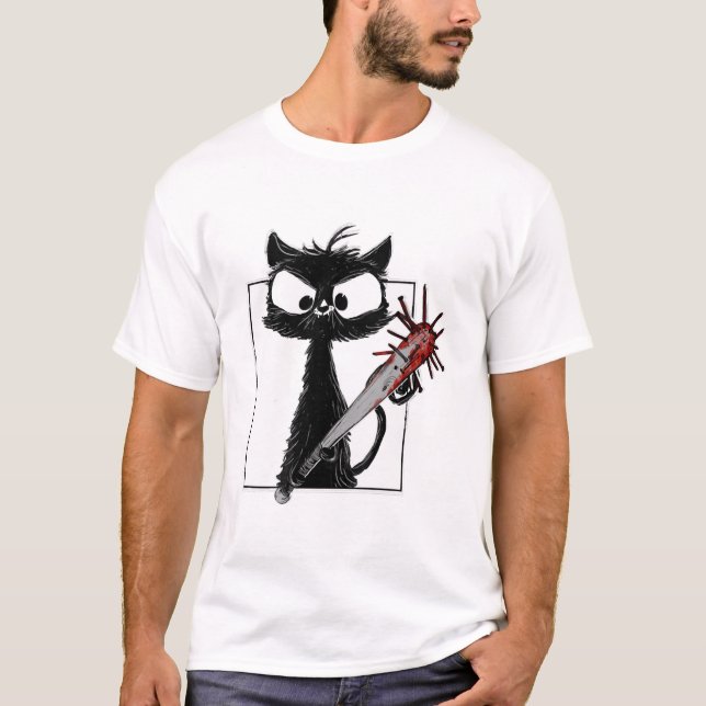 Camiseta Black Cat Baseball Horror Halloween (Anverso)