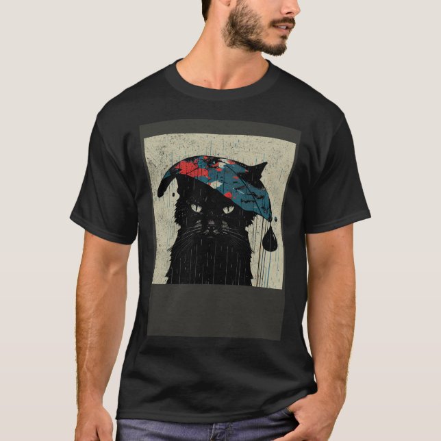 Camiseta Black Cat Baseball Raining (Anverso)