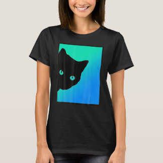 Camiseta Black Cat Blue Green Diseñado Por Gatos Hechos Bet