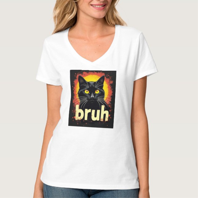 Camiseta Black Cat Bruh Meme - Gato gracioso (Anverso)
