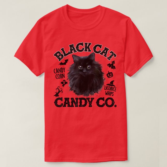 Camiseta Black Cat Candy Corn Candy Co Funny Halloween (Diseño del anverso)
