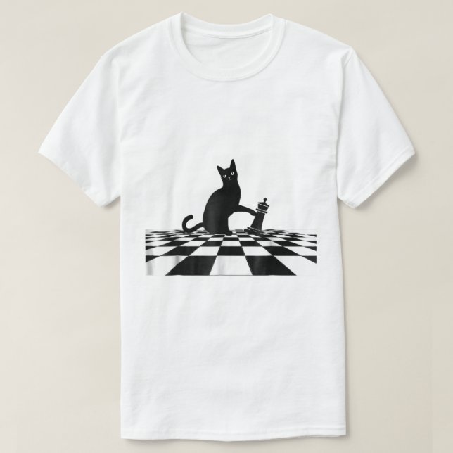 Camiseta Black Cat Chess Checkmate Art (Diseño del anverso)