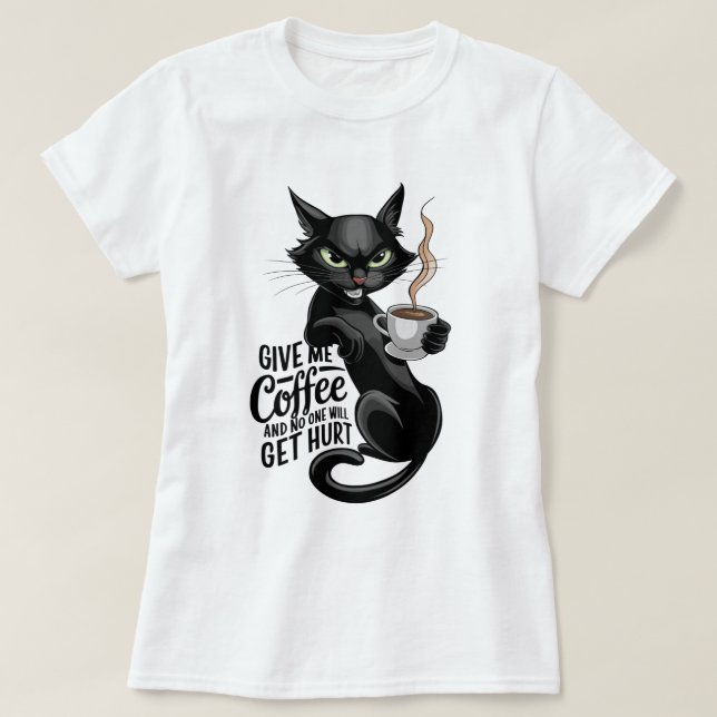 Camiseta Black Cat Coffee Lover (Diseño del anverso)