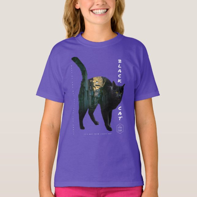 Camiseta Black Cat - Double Exposure Effect  (Anverso)