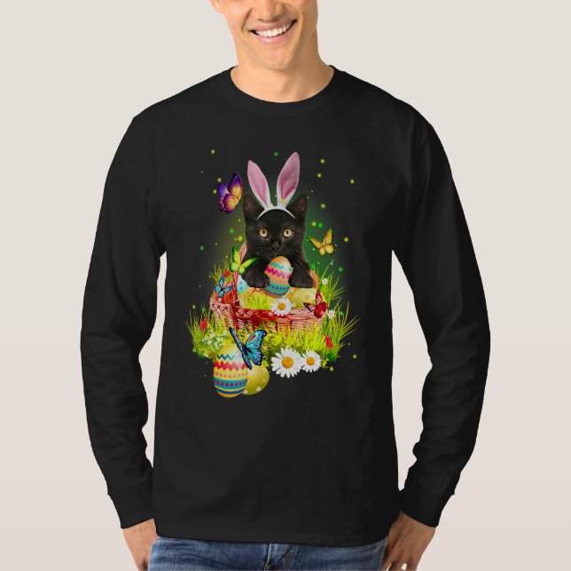 Camiseta Black Cat Easter Day Bunny Eggys Costume a los hom (Anverso)