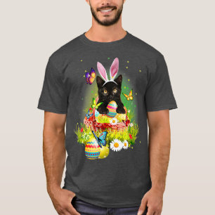 Camiseta Black Cat Easter Day Bunny Eggys Costume Gift Mens