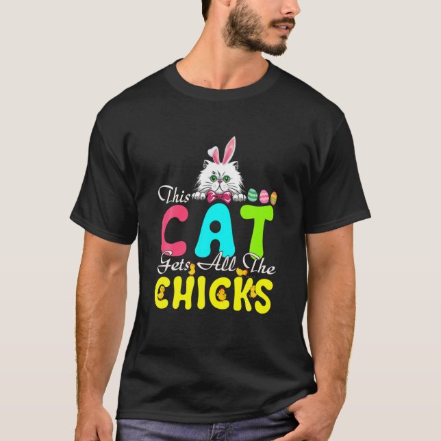 Camiseta Black Cat Easter Day Bunny Eggys Costume Gift Mens (Anverso)
