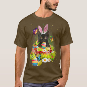 Camiseta Black Cat Easter Day Bunny Eggys Costume Gift Mens