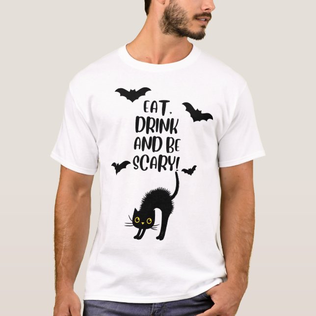 Camiseta Black  Cat Halloween  (Anverso)