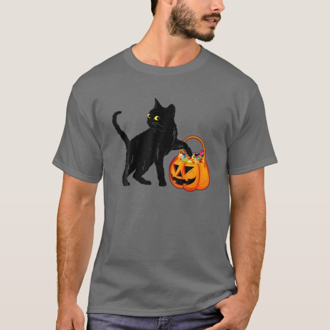 Camiseta Black Cat Halloween Candy Bag Bag Sweet Lollip (Anverso)