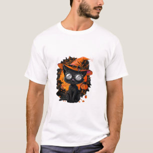 Camiseta Black Cat Halloween Disstuve Witchcraft Spider Web