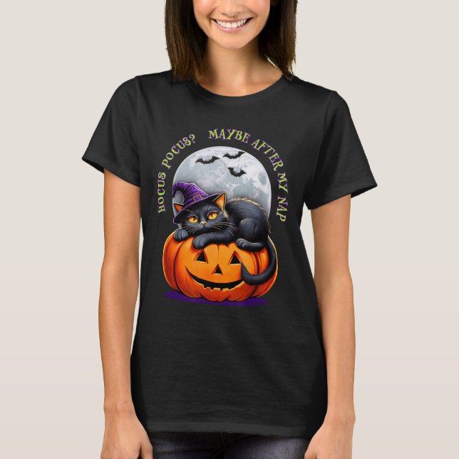 Camiseta Black Cat Halloween Funny Pumpkin Costume Gift  (Anverso)