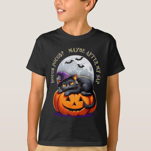 Camiseta Black Cat Halloween Funny Pumpkin Costume Gift  (Anverso)