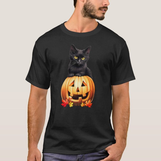 Camiseta Black Cat Halloween Pumpkin Costume (Anverso)