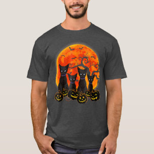 Camiseta Black Cat Halloween Scary Pumpkins Moon Black Cat