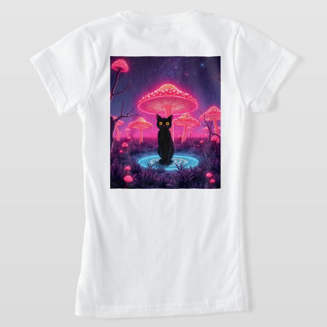 camiseta black cat in the psychedelic world (Distribución Reverso )