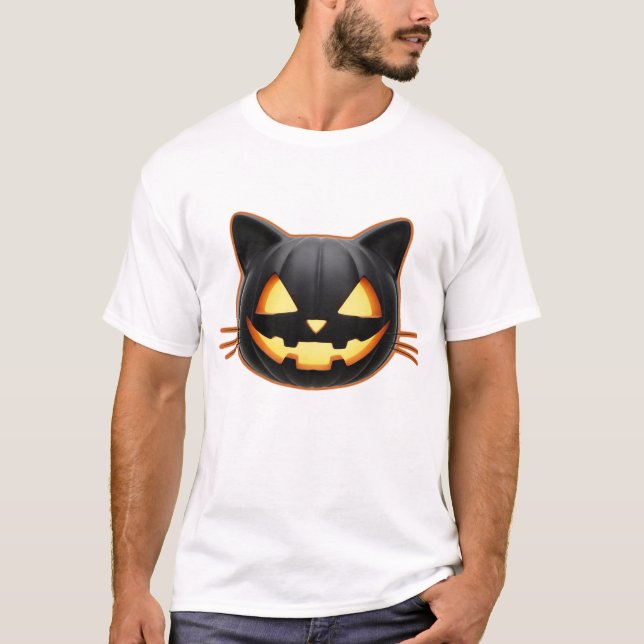 Camiseta Black Cat Jack o'Lantern Emoji Classic T-Shirt (Anverso)