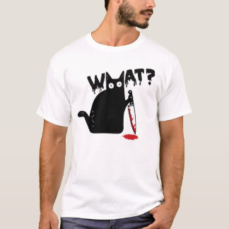 Camiseta Black Cat Killer Ask What Halloween Knife Sarcasm