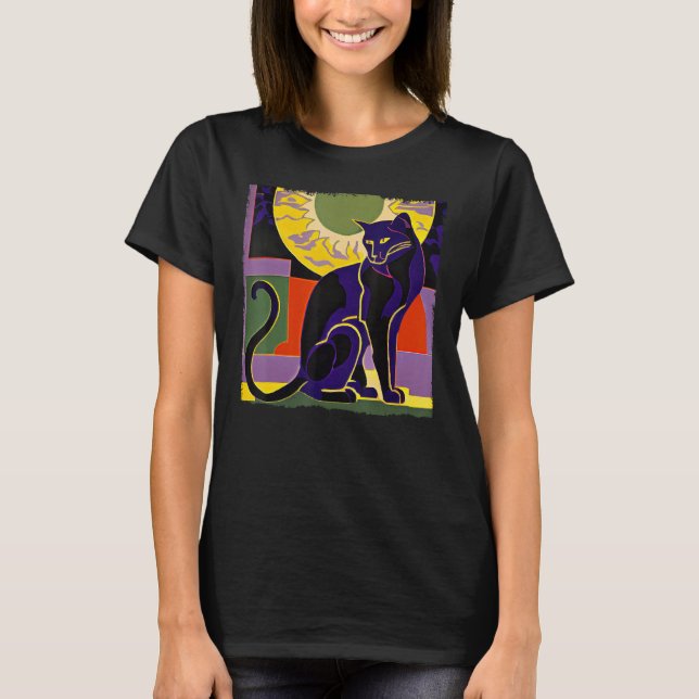 Camiseta Black Cat Lion Moon for Kids Women Men (Anverso)