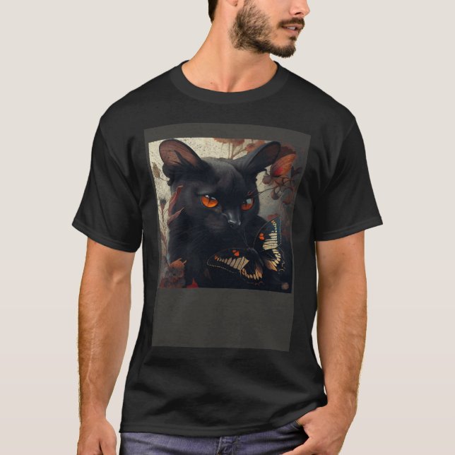 Camiseta Black Cat Love Butterfly (Anverso)