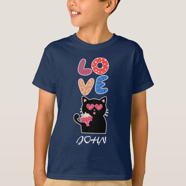 Camiseta Black Cat, Love, Valentine's Day (Anverso)