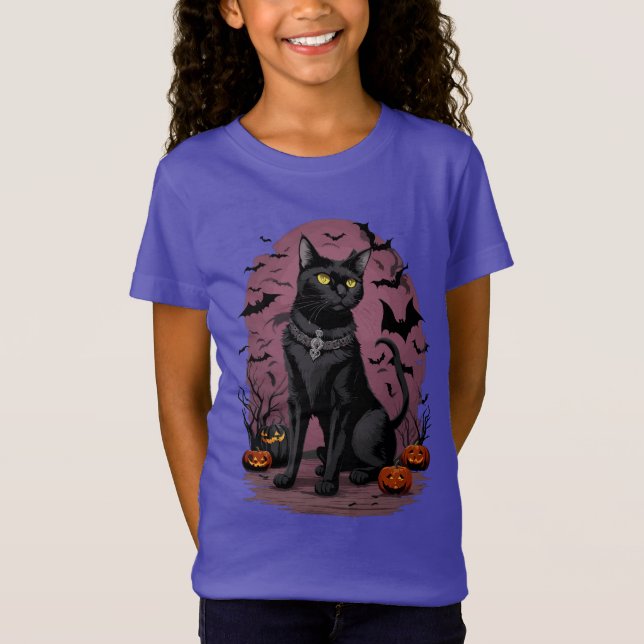 Camiseta Black Cat Magic para Halloween (Anverso)