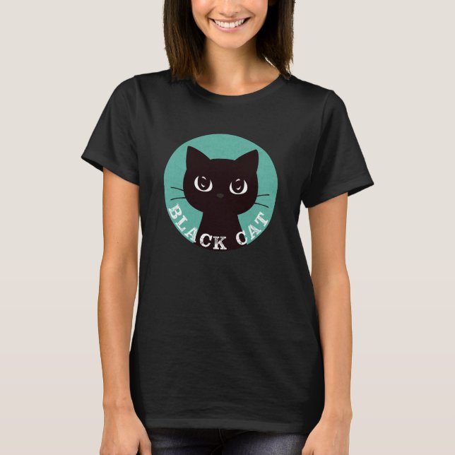 Camiseta BLACK CAT | Minimalist Modern Pop Black Cat (Anverso)