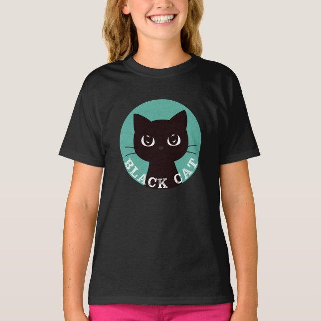 Camiseta BLACK CAT | Minimalist Modern Pop Black Cat (Anverso)