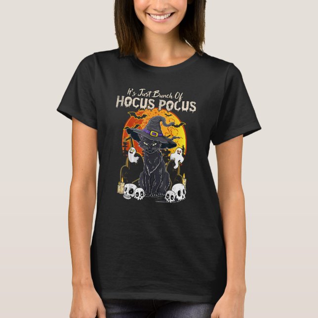 Camiseta Black Cat Moon Funny Halloween disstume Bunch of H (Anverso)