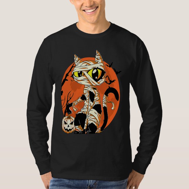 Camiseta Black Cat Mummy Halloween Costume Scary Night Boys (Anverso)