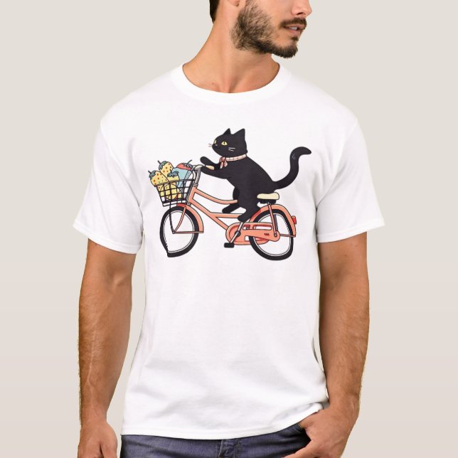 Camiseta Black Cat on a Bicycle  Black Cat Art Classic T-Sh (Anverso)