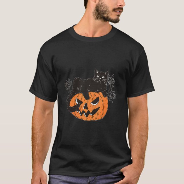 Camiseta Black Cat On Pumpkin For Cat Halloween (Anverso)