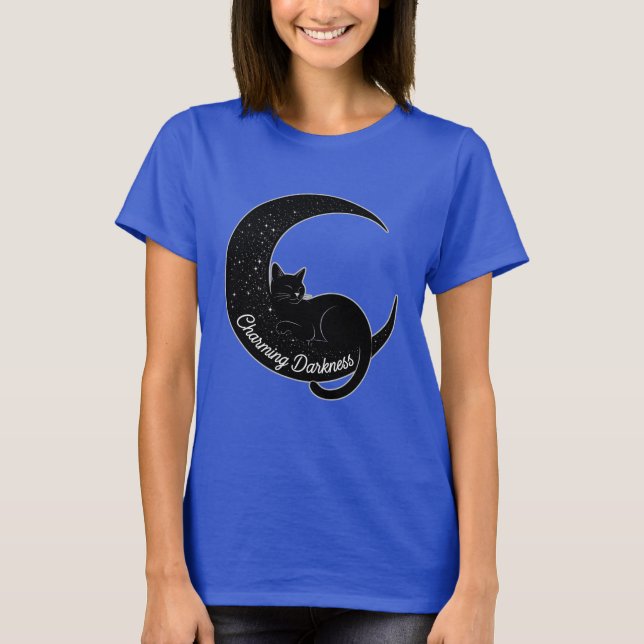 Camiseta Black Cat on the Crescent Moon: Charm of Darkness  (Anverso)