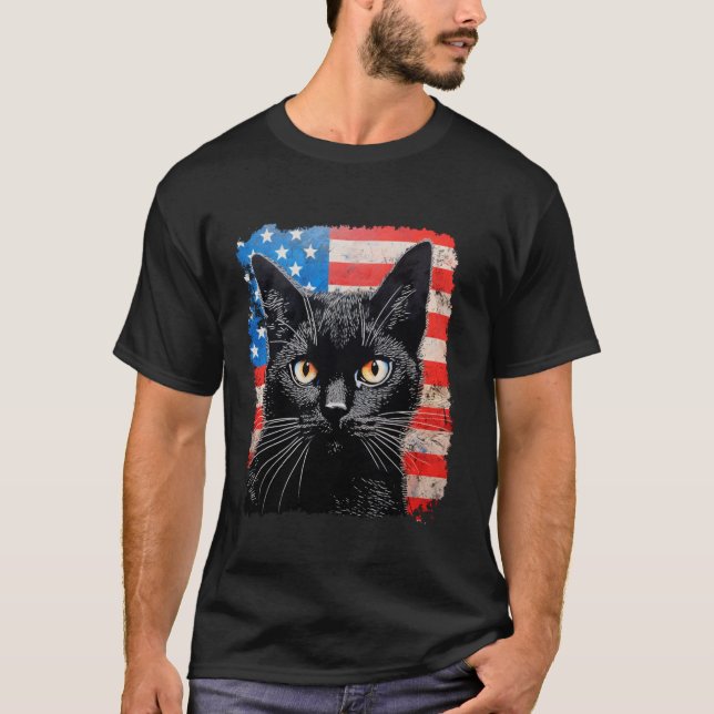 Camiseta Black Cat Patriotic USA Long Sleeve (Anverso)