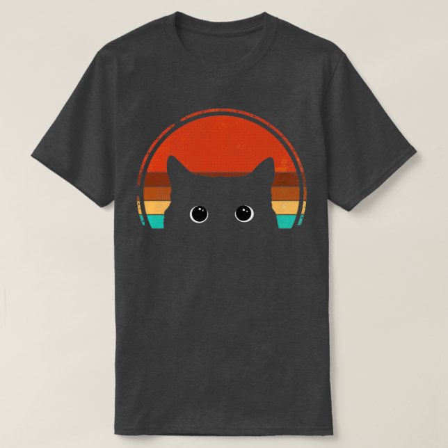 Camiseta Black Cat Peeking Sunset Vintage (Diseño del anverso)