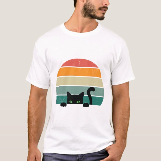 Camiseta Black Cat Peeking Sunset Vintage 3 (Anverso)