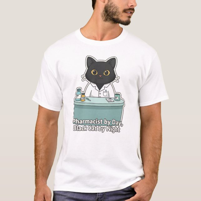 Camiseta Black Cat Pharmacist Pharmacy Quote Illustration (Anverso)