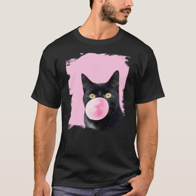 Camiseta Black Cat Pink Bubble Gum (Anverso)