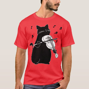 Camiseta Black Cat Playing Violin Funny Musician