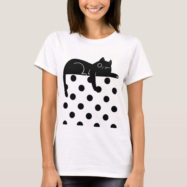 Camiseta Black cat Polka dot T shirt (Anverso)