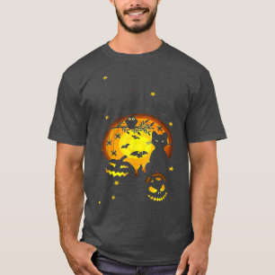Camiseta Black Cat , Pumpkin and owl Halloween full moon cu