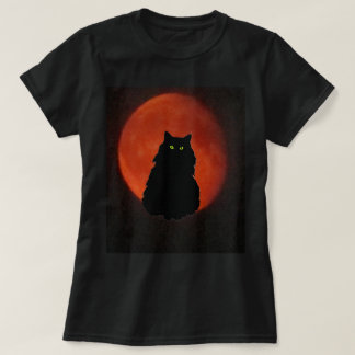 Camiseta Black Cat Red Moon
